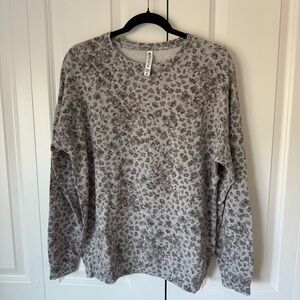 Athleta Cozy Gray Leopard Print Sweatshirt